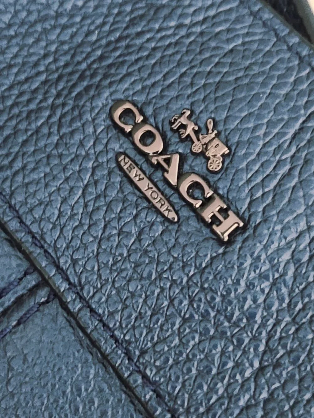 Like New Coach Lexy Midnight Metallic Blue Shoulder Bag Purse